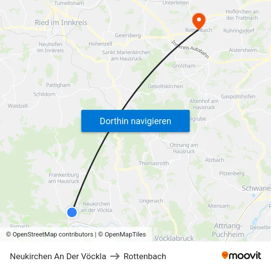Neukirchen An Der Vöckla to Rottenbach map