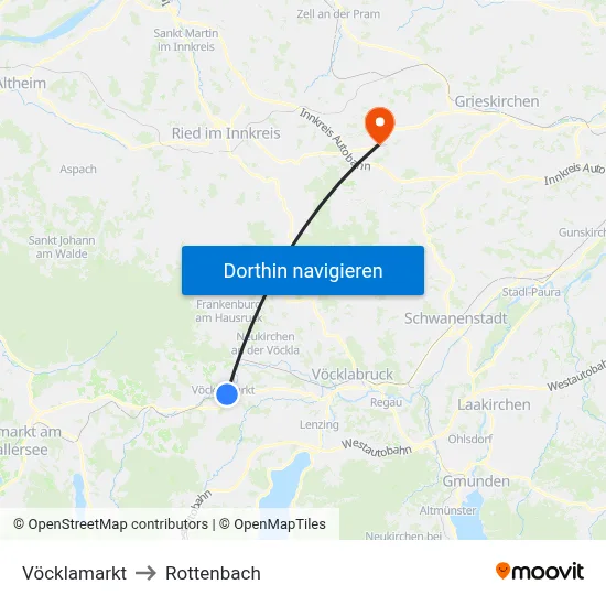 Vöcklamarkt to Rottenbach map