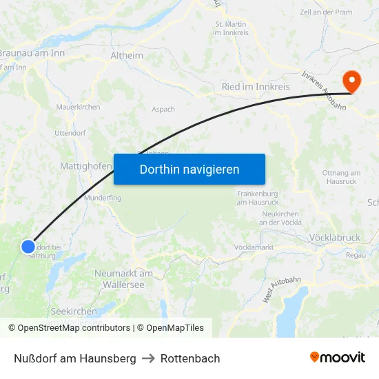 Nußdorf am Haunsberg to Rottenbach map