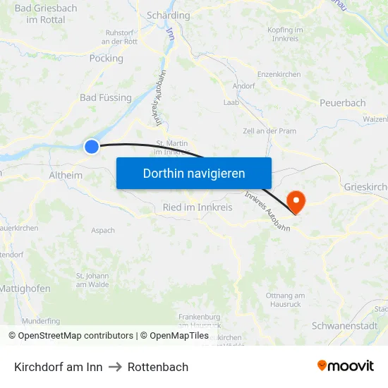 Kirchdorf am Inn to Rottenbach map