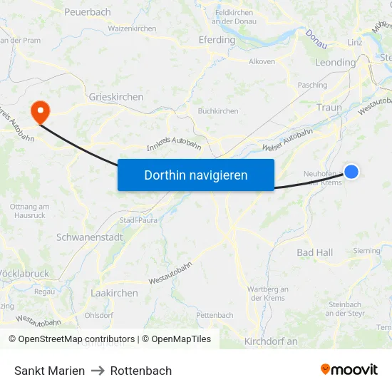 Sankt Marien to Rottenbach map