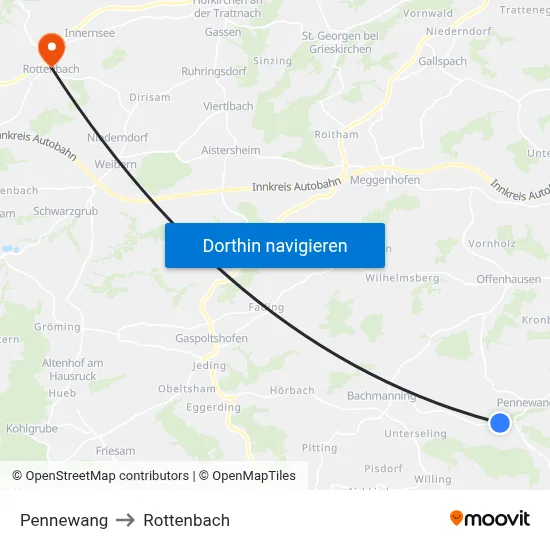 Pennewang to Rottenbach map