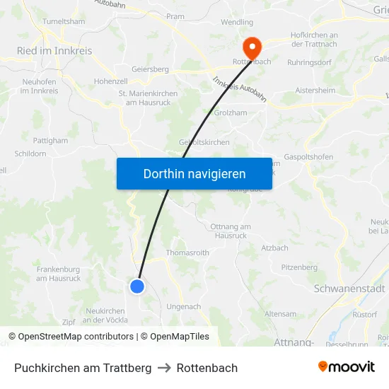 Puchkirchen am Trattberg to Rottenbach map