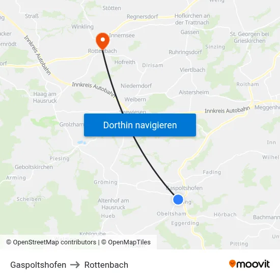 Gaspoltshofen to Rottenbach map