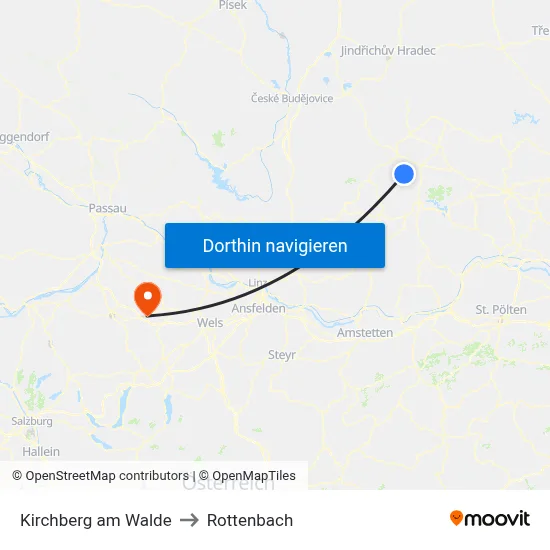 Kirchberg am Walde to Rottenbach map