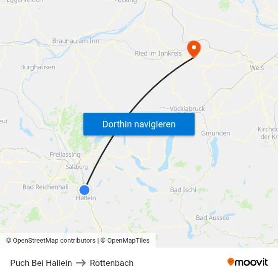 Puch Bei Hallein to Rottenbach map