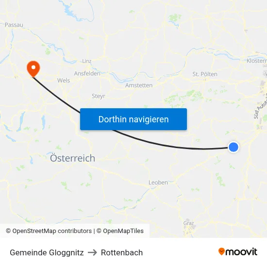 Gemeinde Gloggnitz to Rottenbach map