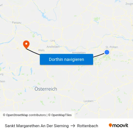 Sankt Margarethen An Der Sierning to Rottenbach map