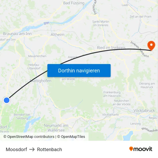 Moosdorf to Rottenbach map