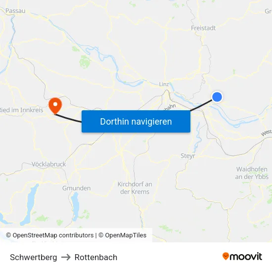 Schwertberg to Rottenbach map