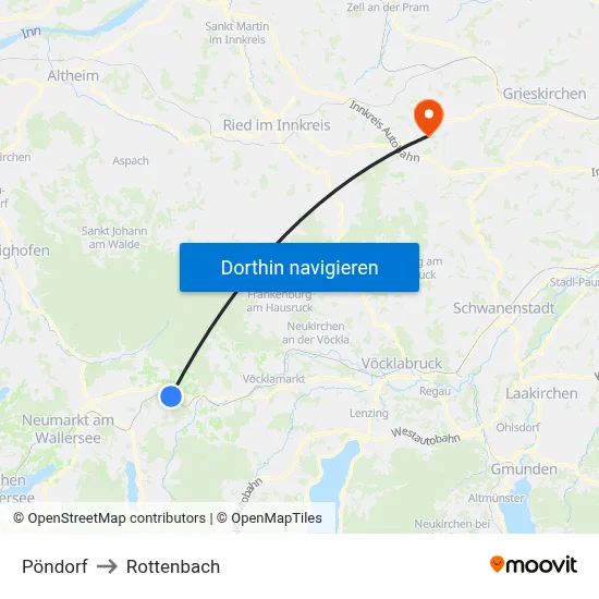 Pöndorf to Rottenbach map