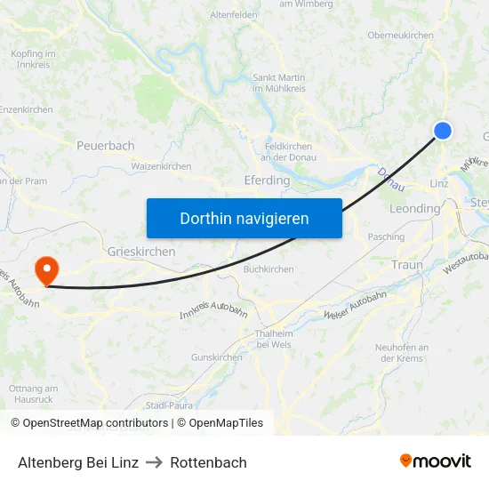 Altenberg Bei Linz to Rottenbach map