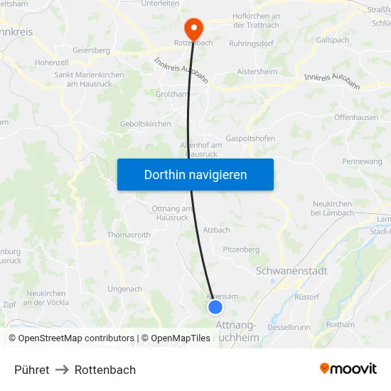 Pühret to Rottenbach map