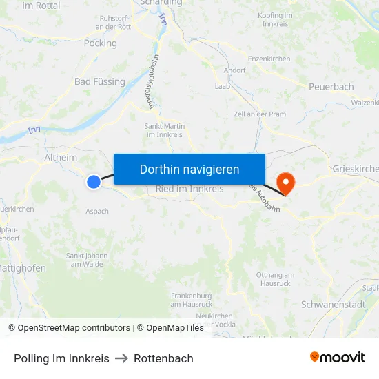 Polling Im Innkreis to Rottenbach map