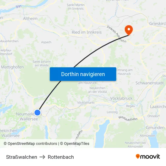 Straßwalchen to Rottenbach map