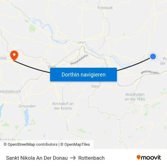 Sankt Nikola An Der Donau to Rottenbach map