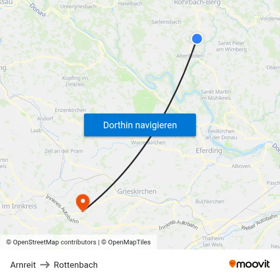 Arnreit to Rottenbach map