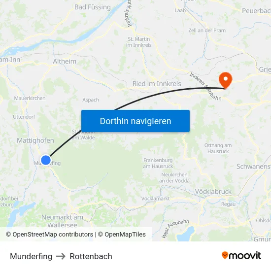 Munderfing to Rottenbach map