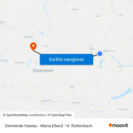Gemeinde Haslau - Maria Ellend to Rottenbach map