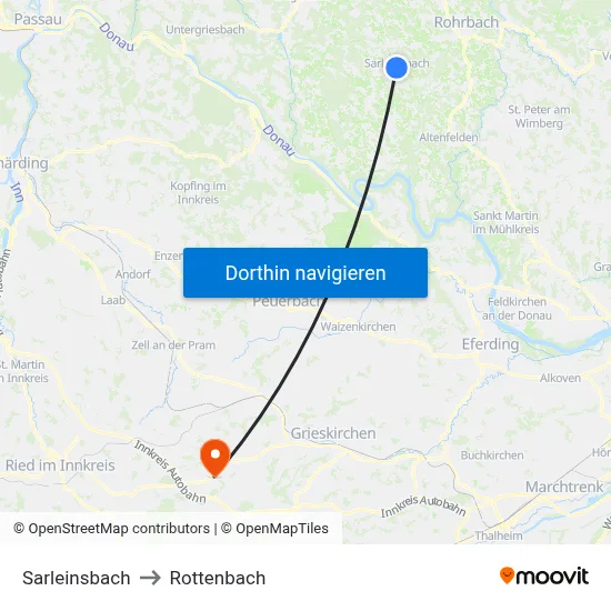 Sarleinsbach to Rottenbach map