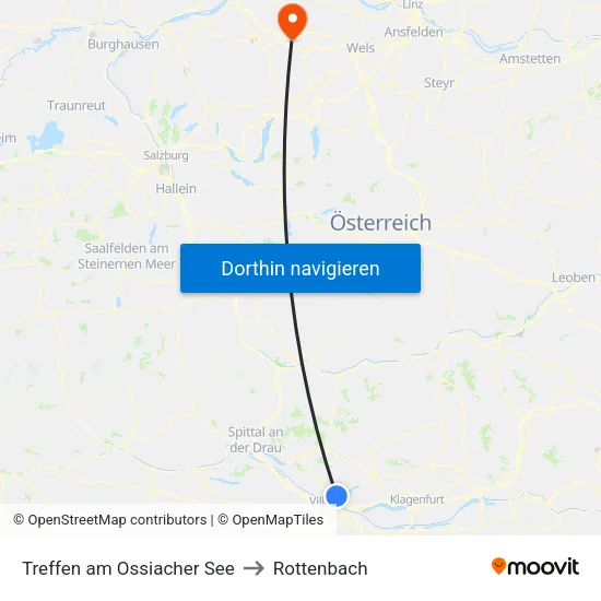 Treffen am Ossiacher See to Rottenbach map