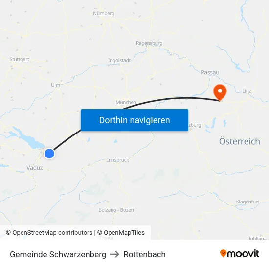 Gemeinde Schwarzenberg to Rottenbach map