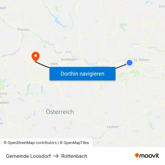 Gemeinde Loosdorf to Rottenbach map