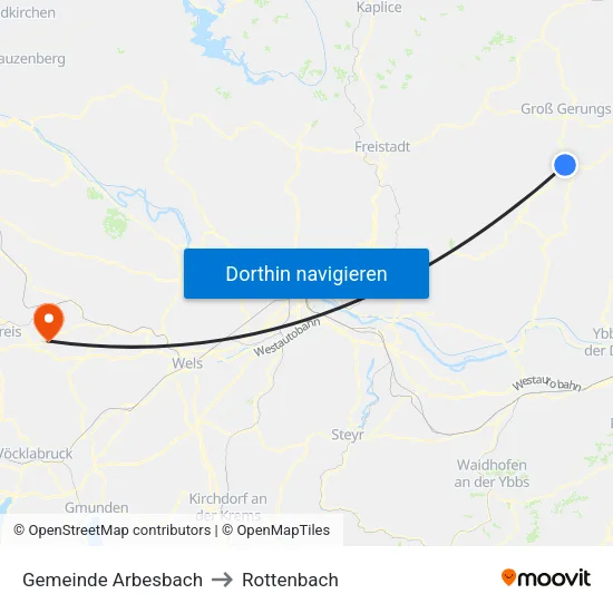 Gemeinde Arbesbach to Rottenbach map