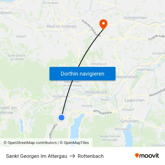 Sankt Georgen Im Attergau to Rottenbach map