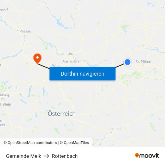 Gemeinde Melk to Rottenbach map