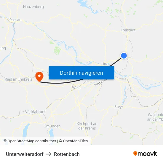 Unterweitersdorf to Rottenbach map