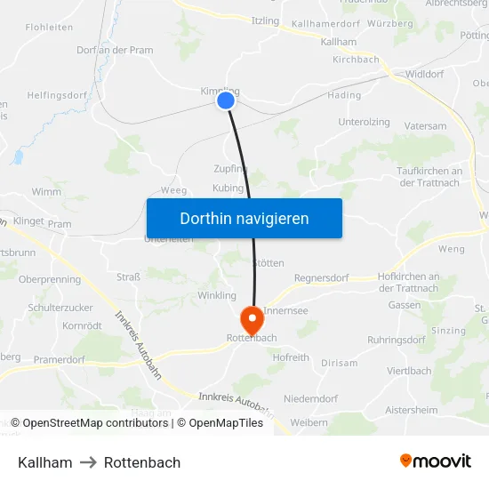 Kallham to Rottenbach map