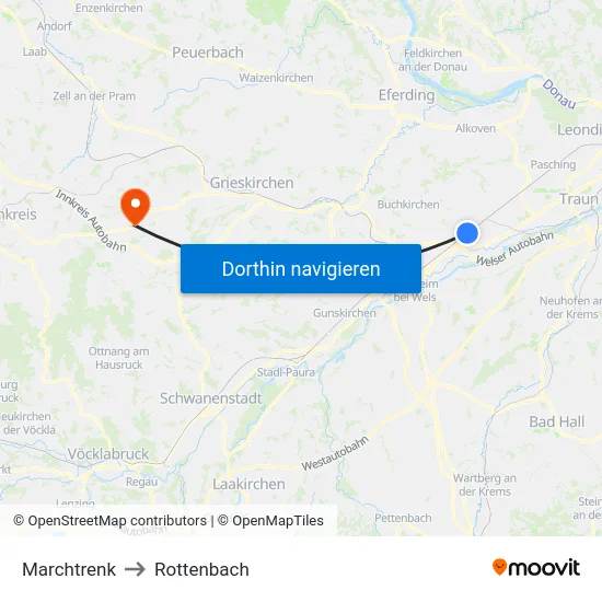 Marchtrenk to Rottenbach map