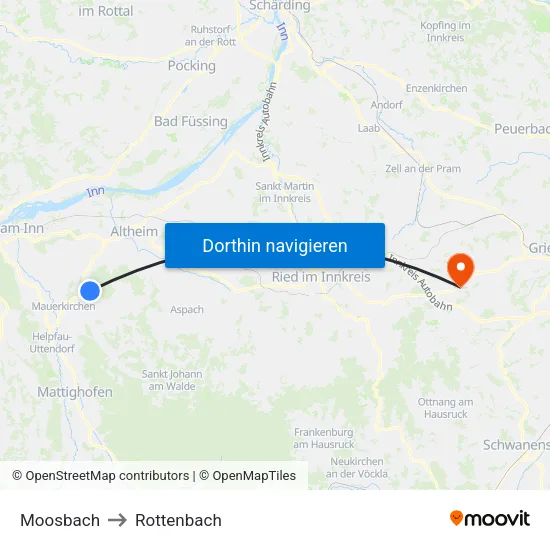 Moosbach to Rottenbach map