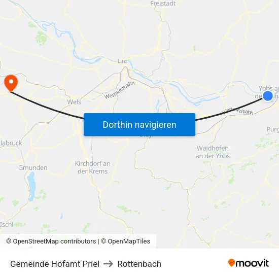 Gemeinde Hofamt Priel to Rottenbach map