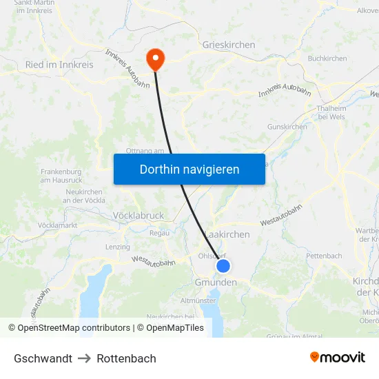 Gschwandt to Rottenbach map