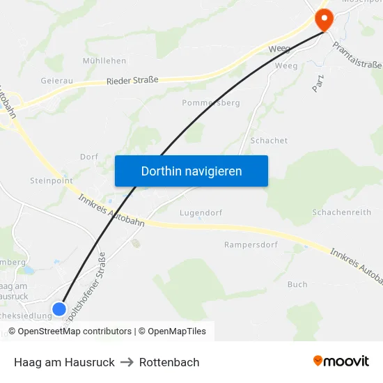 Haag am Hausruck to Rottenbach map