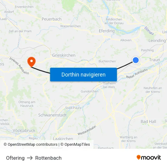 Oftering to Rottenbach map