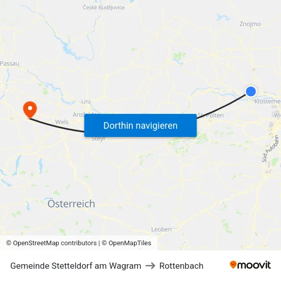 Gemeinde Stetteldorf am Wagram to Rottenbach map