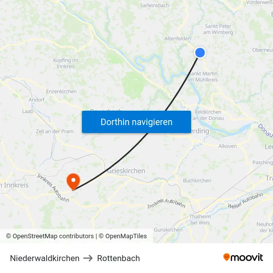 Niederwaldkirchen to Rottenbach map
