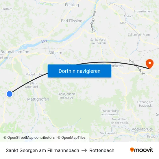 Sankt Georgen am Fillmannsbach to Rottenbach map