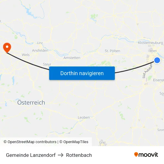 Gemeinde Lanzendorf to Rottenbach map