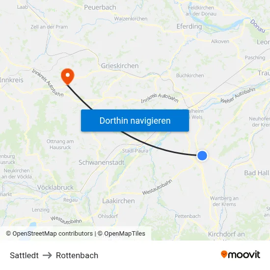 Sattledt to Rottenbach map