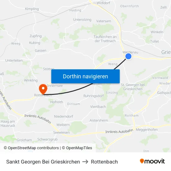 Sankt Georgen Bei Grieskirchen to Rottenbach map