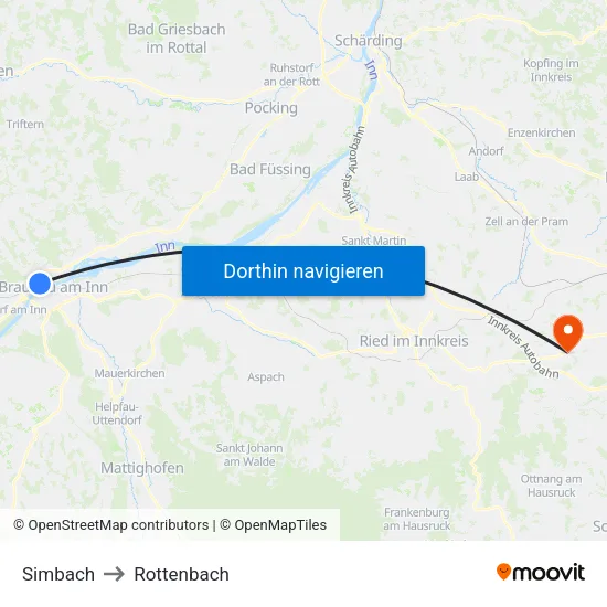 Simbach to Rottenbach map