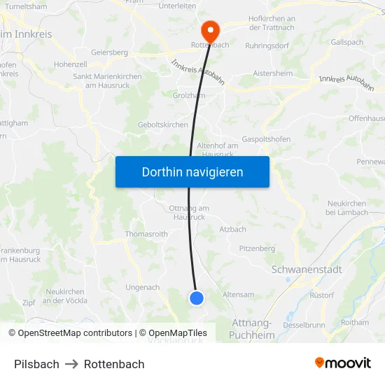 Pilsbach to Rottenbach map