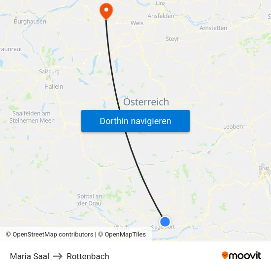 Maria Saal to Rottenbach map