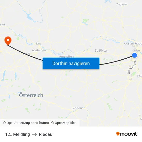 12., Meidling to Riedau map