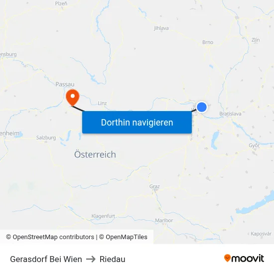 Gerasdorf Bei Wien to Riedau map