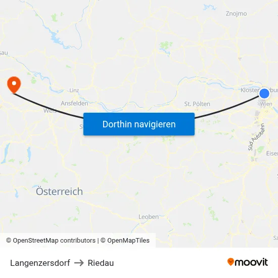 Langenzersdorf to Riedau map